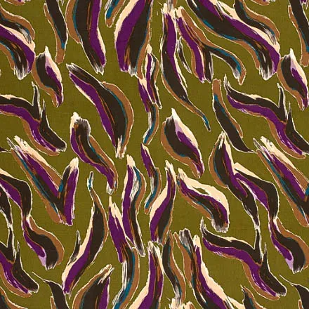Viscose kaki met abstract patroon - My Image